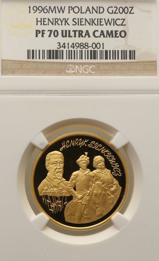 III RP. 200 złotych 1996 Henryk Sienkiewicz NGC PF70 ULTRA CAMEO (MAX)